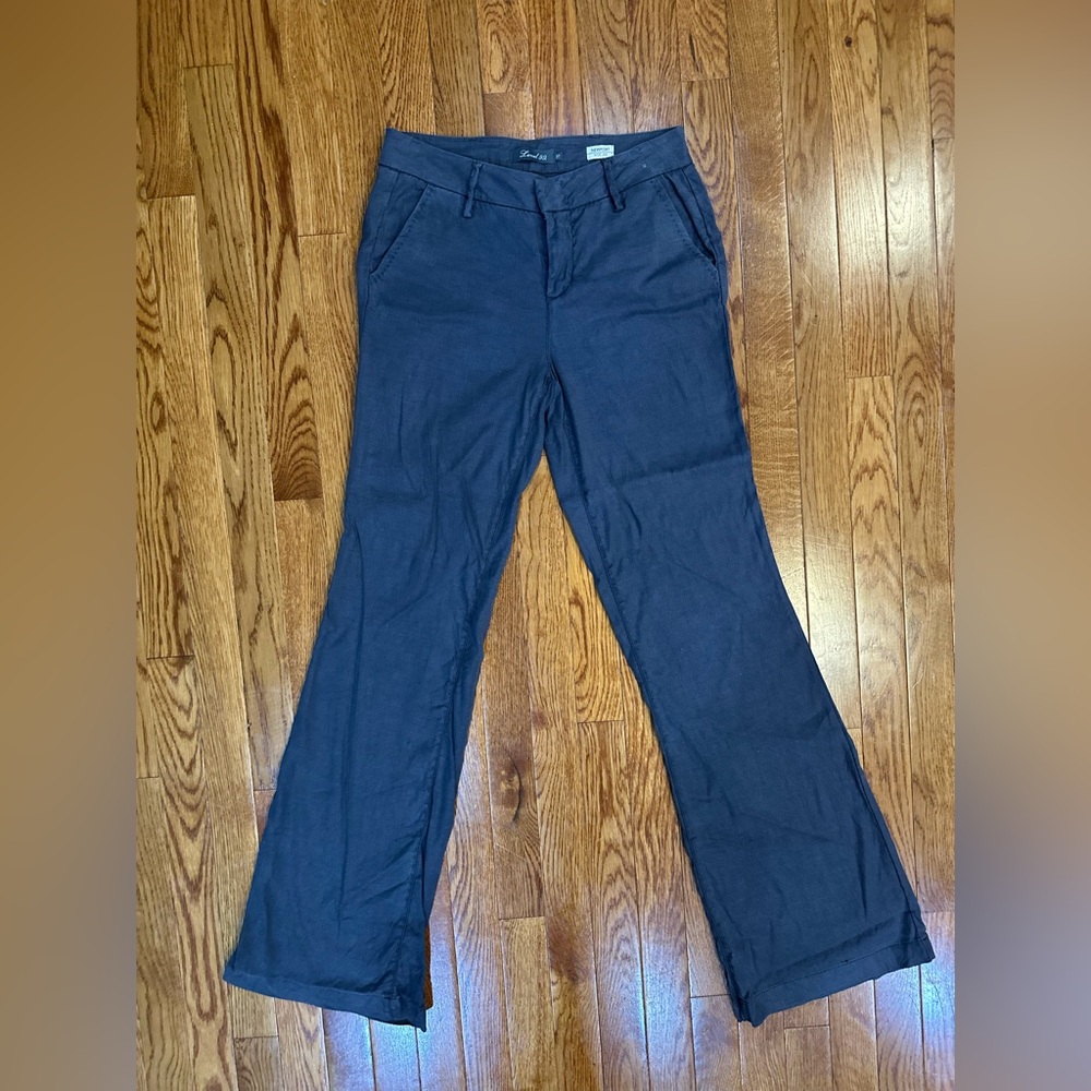 Level 99 gray Newport Wideleg linen blend mid rise pants size 27 EUC